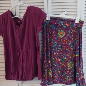 Lularoe knee length skirt (XL) and ANA tee (XL)